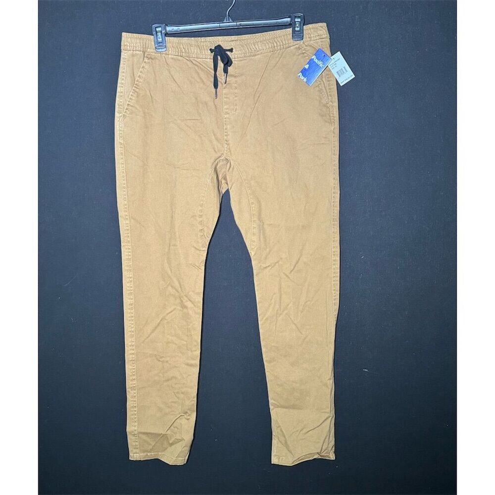 Men's Pacific &  Park Twill Slim Fit Drawstring Joggers, Brown, Choose Size